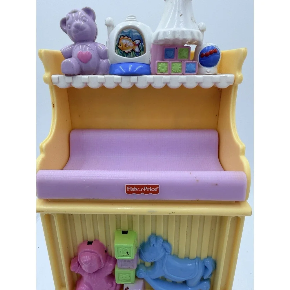 Fisher-Price Loving Family Dollhouse Baby Nursery Changing Table w/ Lights Music - Picture 4 of 14